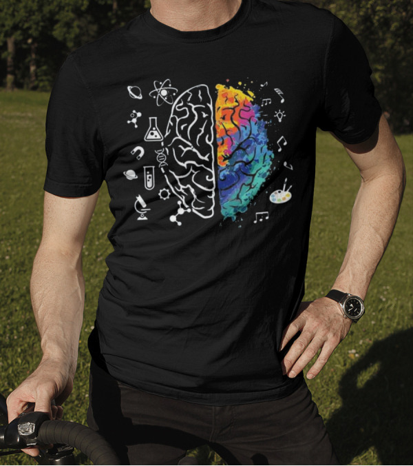 Colorful Brain Science Chemistry Music Art Space Icons T-Shirt