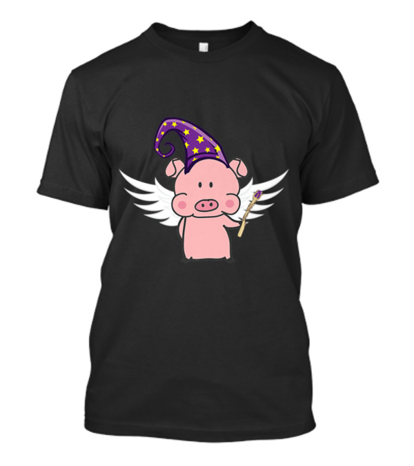 Presto The Magic Flying Pig With Wizard Hat And Wings Super Soft T-Shirt