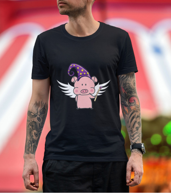 Presto The Magic Flying Pig With Wizard Hat And Wings Super Soft T-Shirt