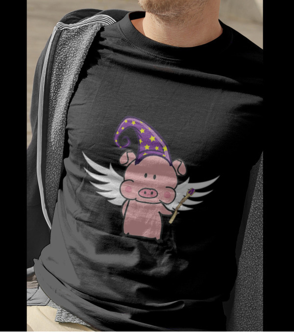 Presto The Magic Flying Pig With Wizard Hat And Wings Super Soft T-Shirt