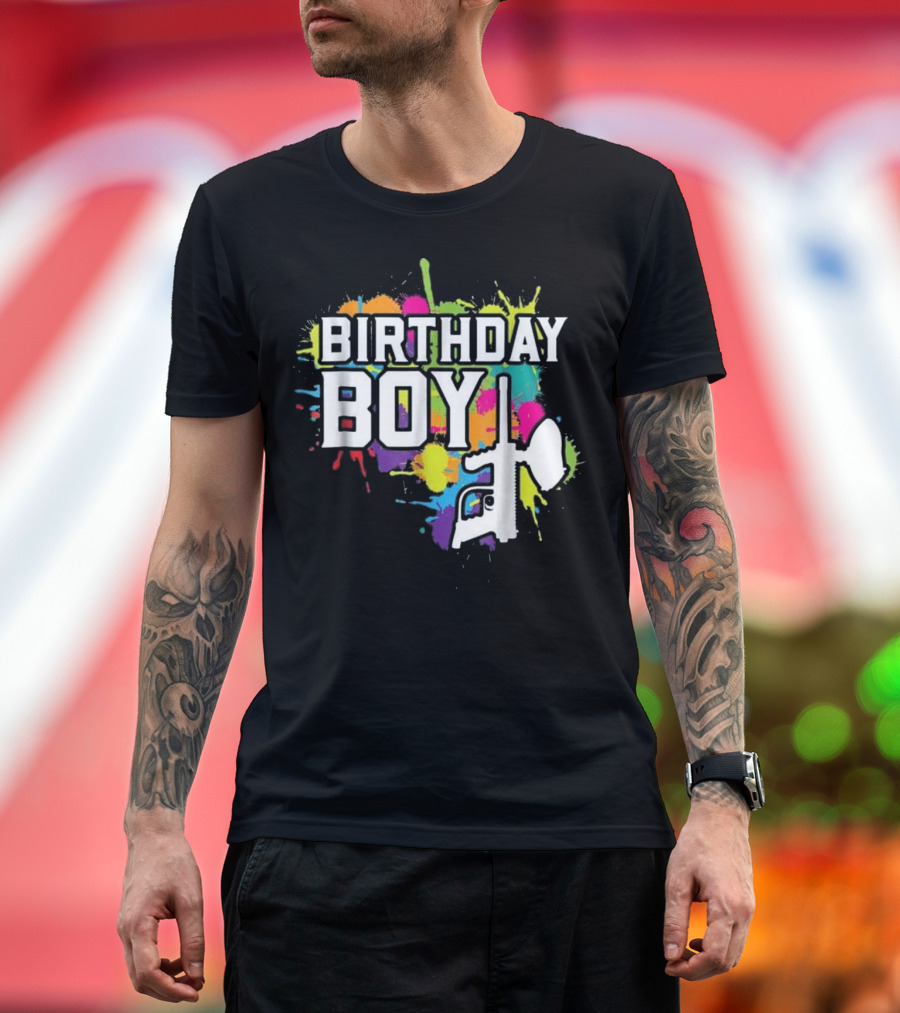 Birthday Boy Paintball Splatter Gun Party T-Shirt
