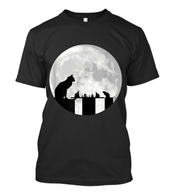 The Cat And The Mouse Chess Game Under The Full Moon T-Shirt