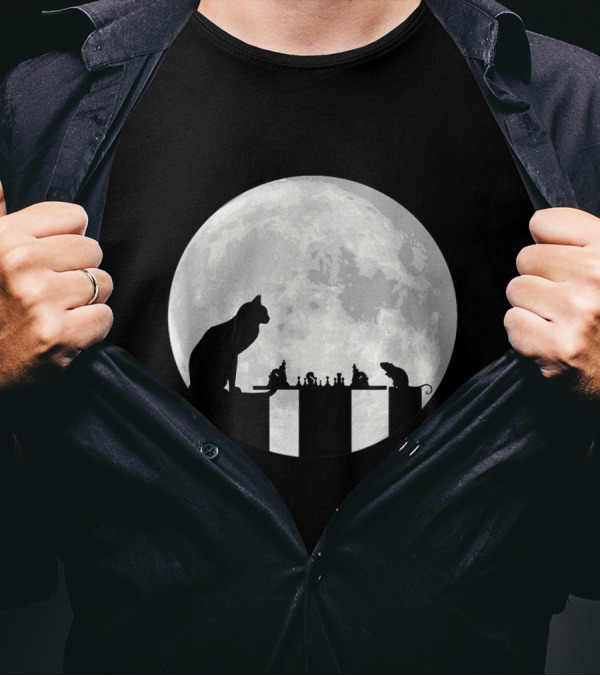 The Cat And The Mouse Chess Game Under The Full Moon T-Shirt