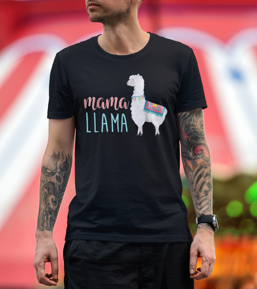 Mama Llama Llama Lover with Colorful Blanket T-Shirt