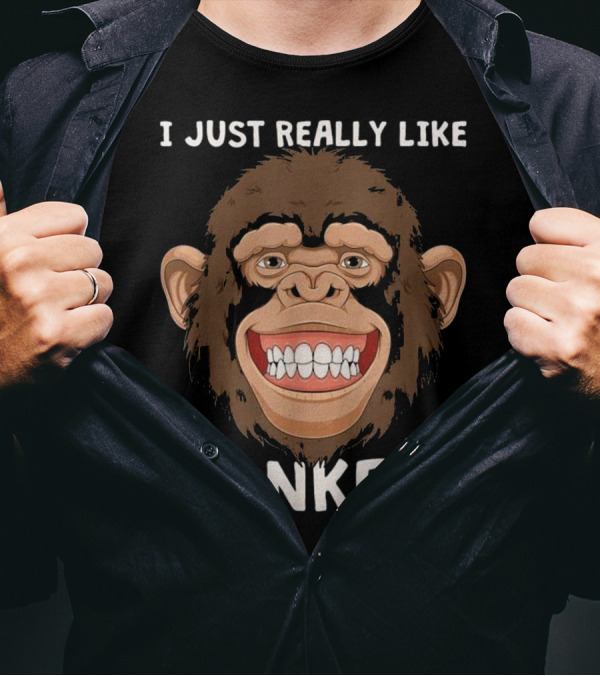 I Just Really Like Monkeys Face Grinning Cartoon T-Shirt