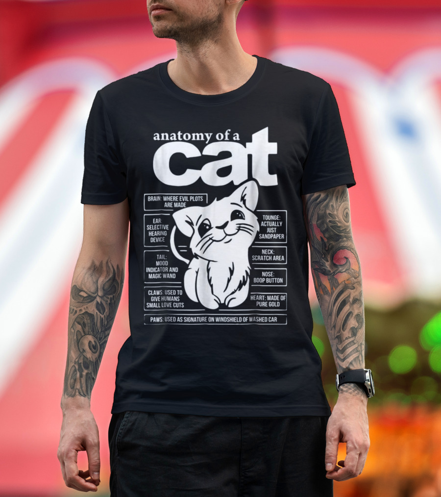 Anatomy of a Cat: Funny Cat Lover Humor with Labels and Cute Cat T-Shirt