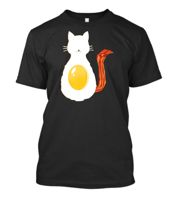 Funny Cat Shaped Like Bacon And Eggs Breakfast T-Shirt