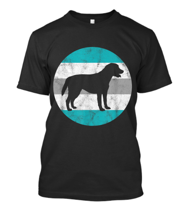 Yellow Lab Chocolate Lab Dog Silhouette Circle Stripes T-Shirt