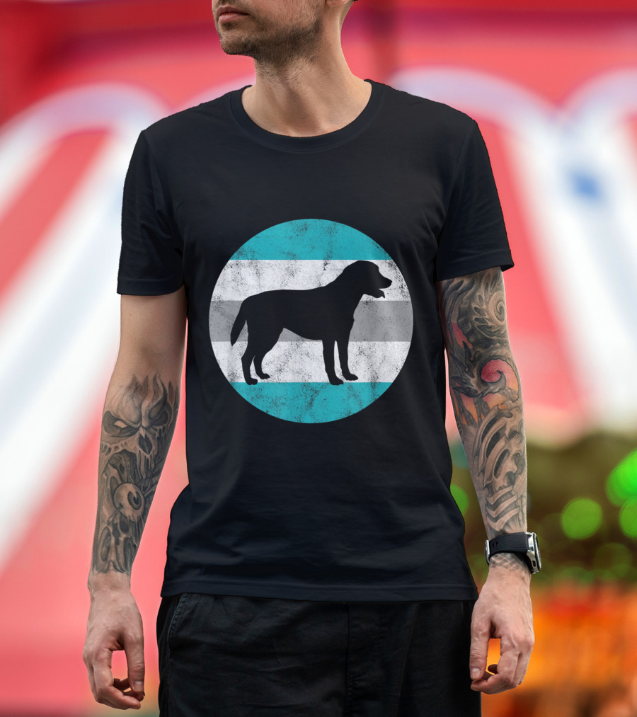 Yellow Lab Chocolate Lab Dog Silhouette Circle Stripes T-Shirt