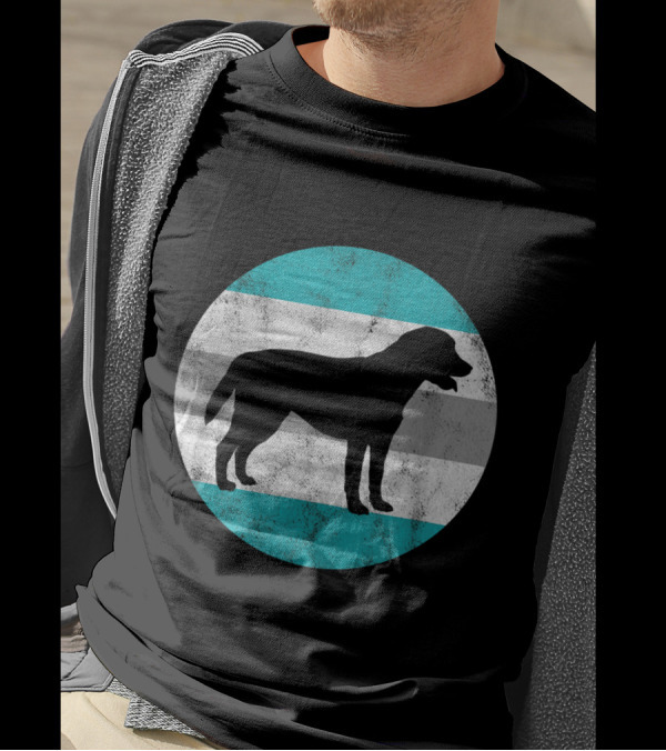 Yellow Lab Chocolate Lab Dog Silhouette Circle Stripes T-Shirt