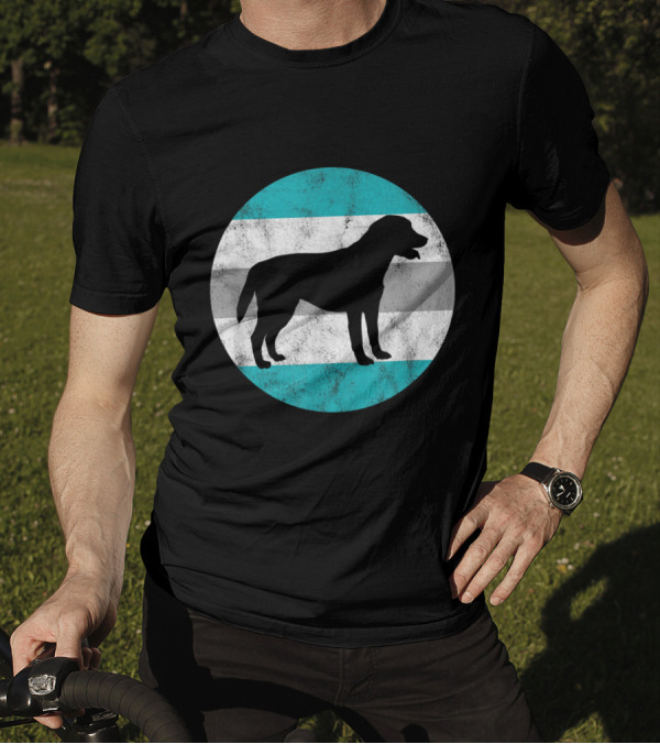 Yellow Lab Chocolate Lab Dog Silhouette Circle Stripes T-Shirt