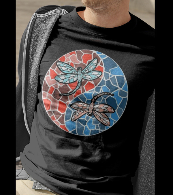 Dragonfly Yin Yang Mosaic Insect T-Shirt