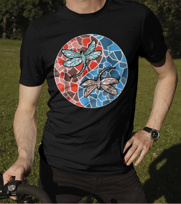 Dragonfly Yin Yang Mosaic Insect T-Shirt