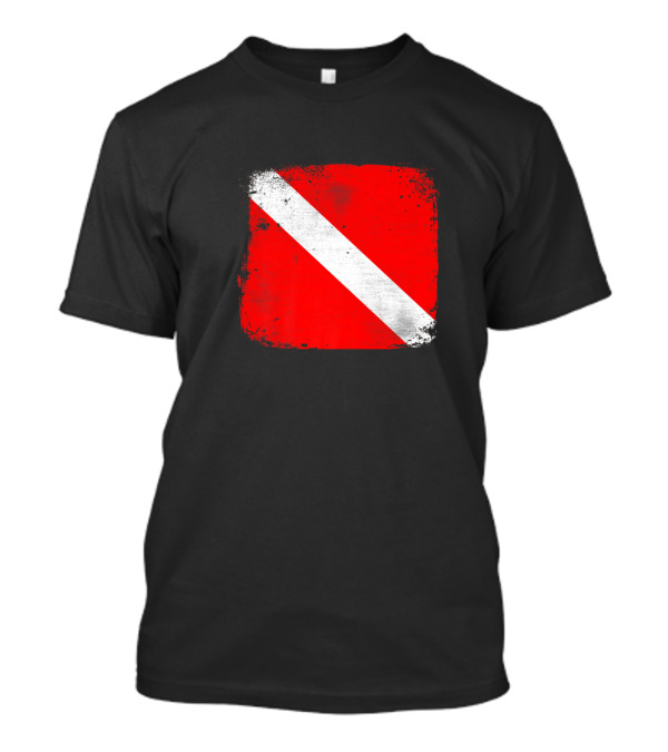SCUBA Dive Flag Divemasters Instructors Vintage Distressed Red White Stripe T-Shirt