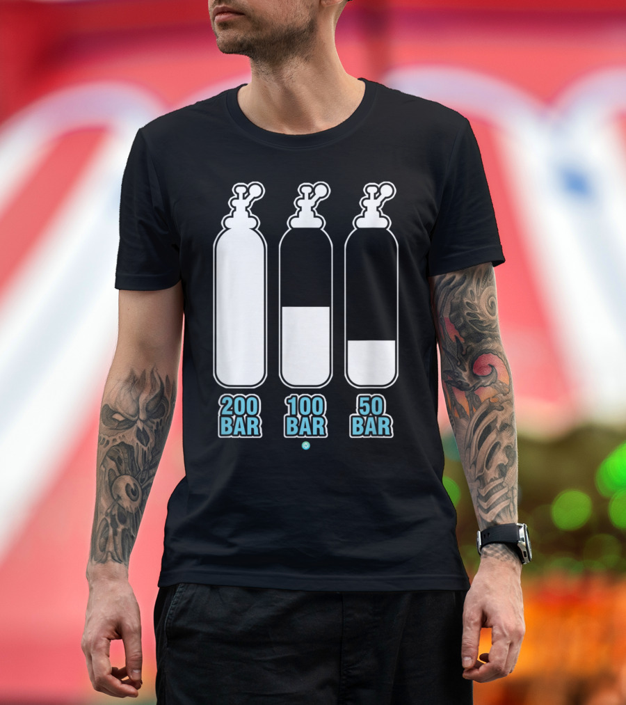 Scuba Diving Funny 200 Bar 100 Bar 50 Bar Scuba Diver T-Shirt