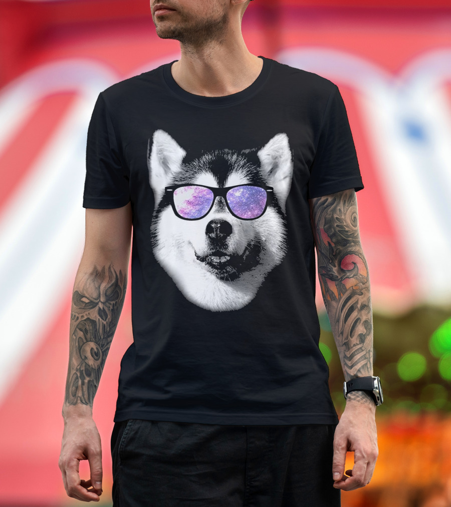 Cool Galaxy Sunglasses Siberian Husky T-Shirt