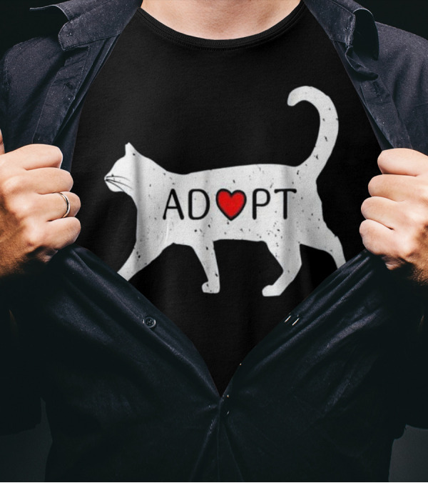 Adopt A Cat Heart Logo Feline Rescue And Advocacy T-Shirt