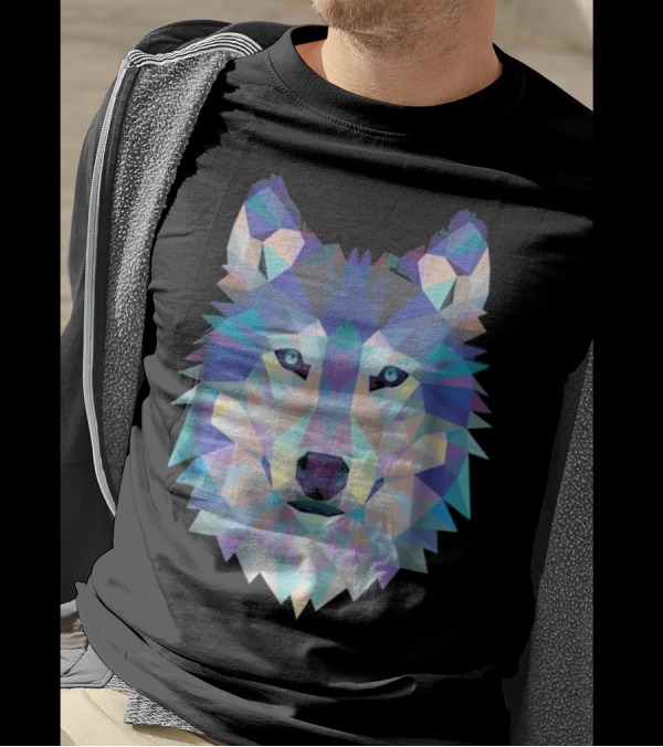 Cool Unique Wolf Pack Geometric Pattern Artwolf Gra T-Shirt