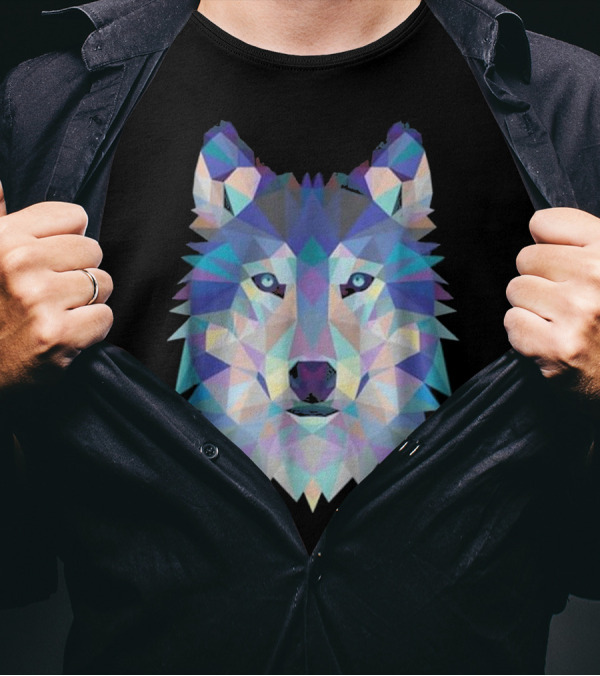 Cool Unique Wolf Pack Geometric Pattern Artwolf Gra T-Shirt