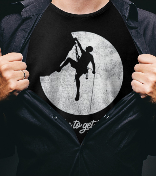 I Like To Get High Rock Climbing Silhouette Moon T-Shirt