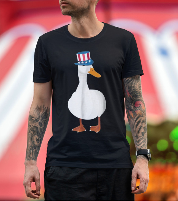 Premium T-Shirt: Duck Wearing Uncle Sam Hat T-Shirt Duck Wearing Uncle Sam Hat T-Shirt