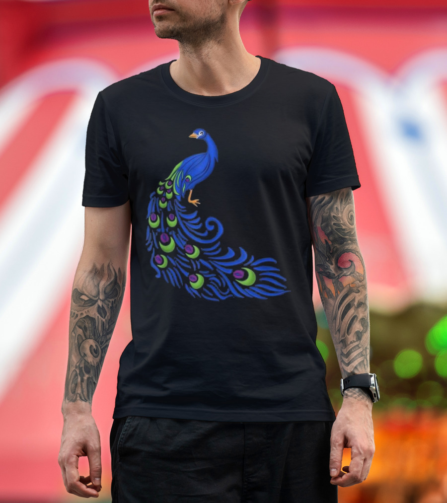 Peacock with Big Beautiful Plumage Display T-Shirt