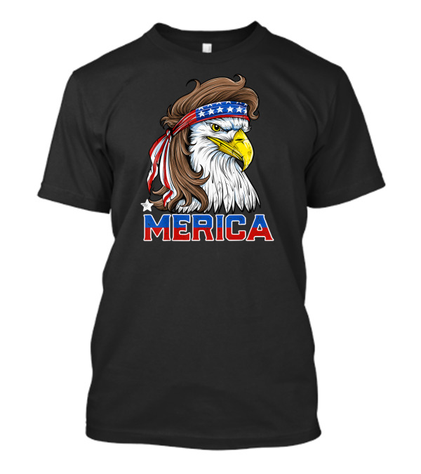 Merica Eagle Mullet American Flag Headband 4th Of July T-Shirt