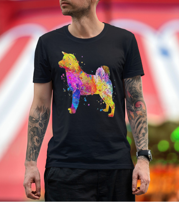 Premium T-Shirt: Watercolor Rainbow Akita Dog T-Shirt Watercolor Rainbow Akita Dog T-Shirt