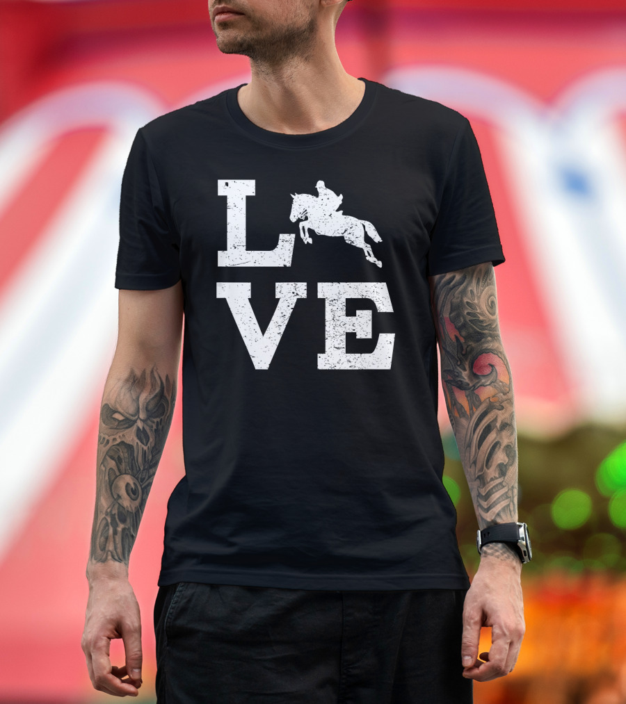 LOVE Horse Jumping Enthusiast Rider T-Shirt