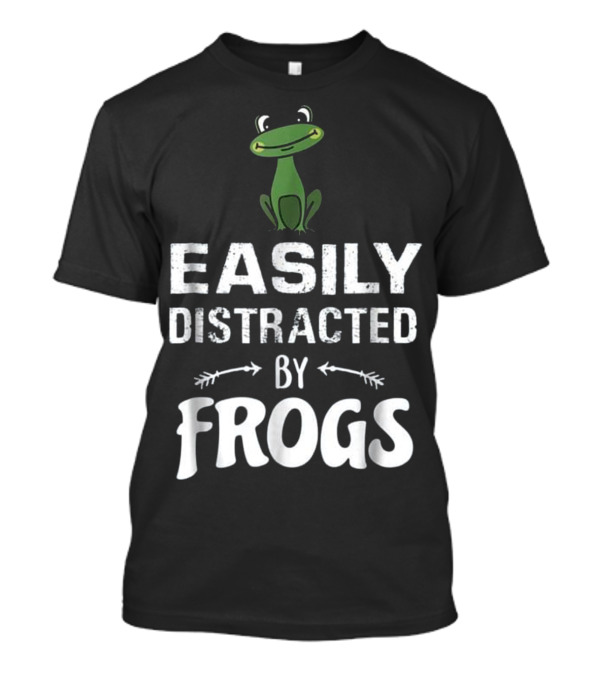 Easily Distracted By Frogs Green Cartoon Frog Curious Playful T-Shirt