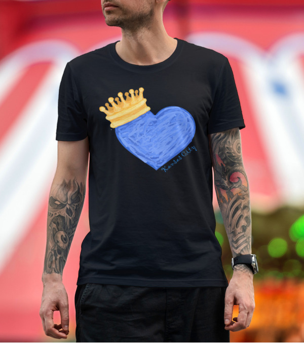 Premium T-Shirt: Kansas City Blue Heart with Gold Crown T-Shirt Kansas City Blue Heart with Gold Crown T-Shirt