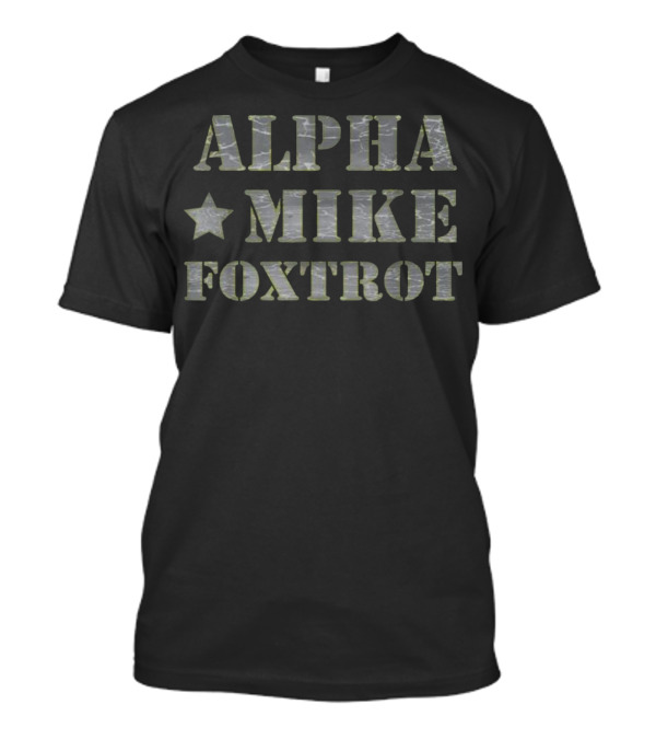 ARMY ALPHA MIKE FOXTROT Star Camo Text T-Shirt