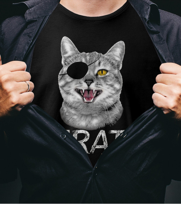 Pi Rate Cat Math Geek Funny Pi Day Pirate Cat T-Shirt
