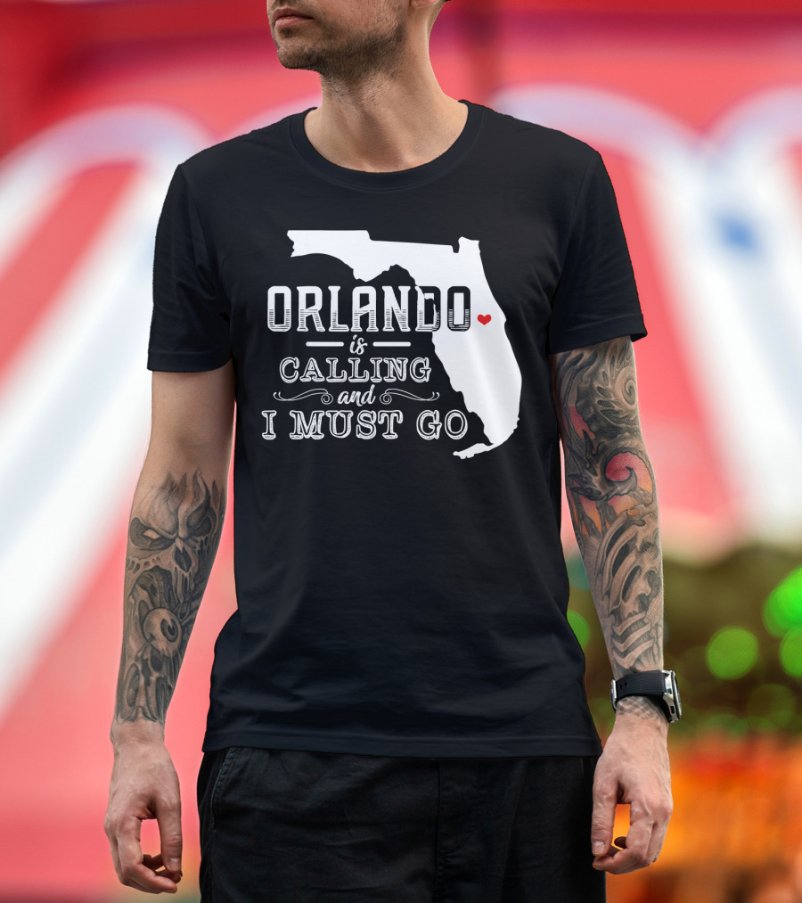 Orlando Is Calling and I Must Go Florida Map with Heart T-Shirt