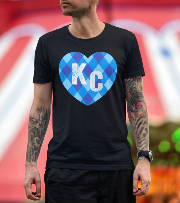 Premium T-Shirt: KC Heart Kansas City Royal Blue Baby Argyle T-Shirt KC Heart Kansas City Royal Blue Baby Argyle T-Shirt