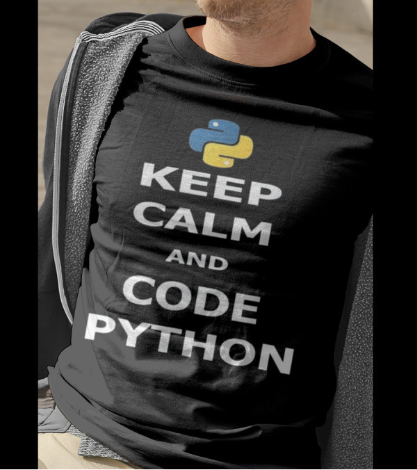 Keep Calm And Code Python With Blue And Yellow T-Shirt