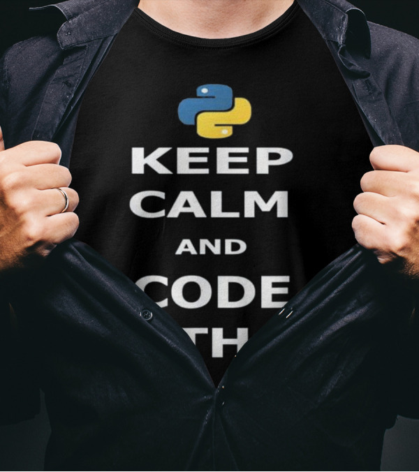 Keep Calm And Code Python With Blue And Yellow T-Shirt