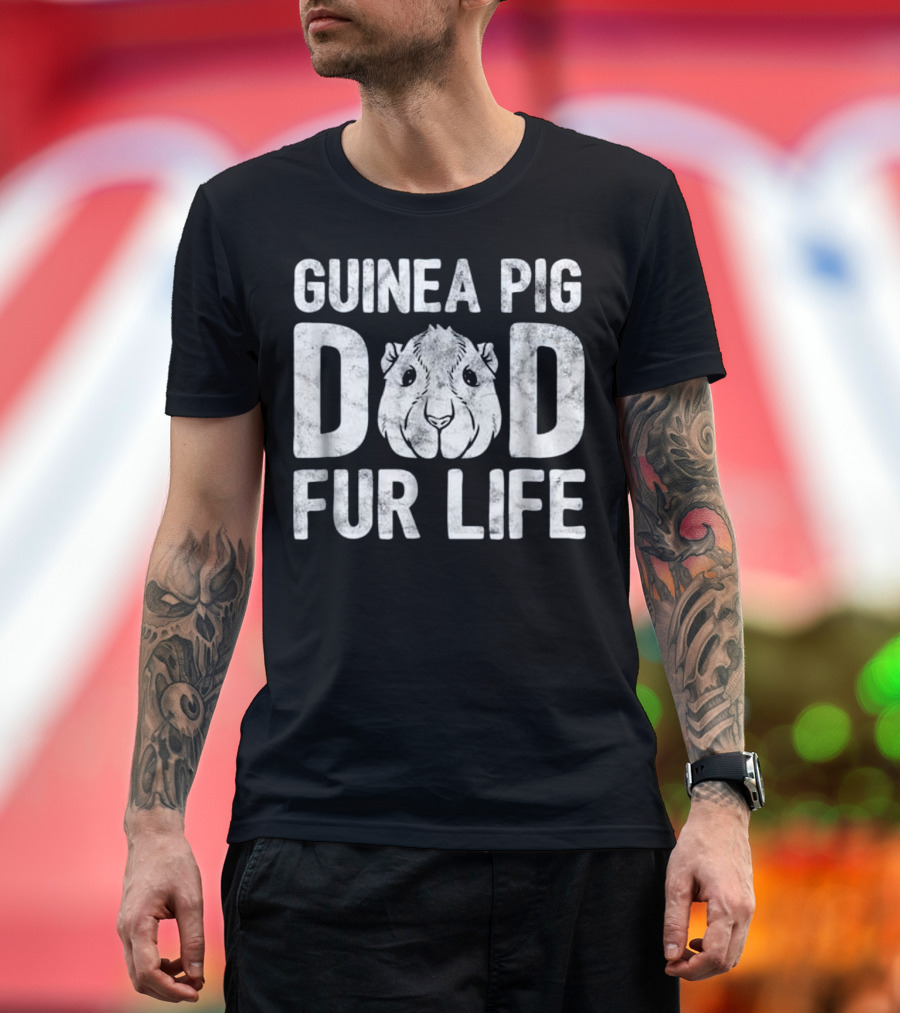 Guinea Pig Dad Fur Life Funny Mens Pet Owner White T-Shirt