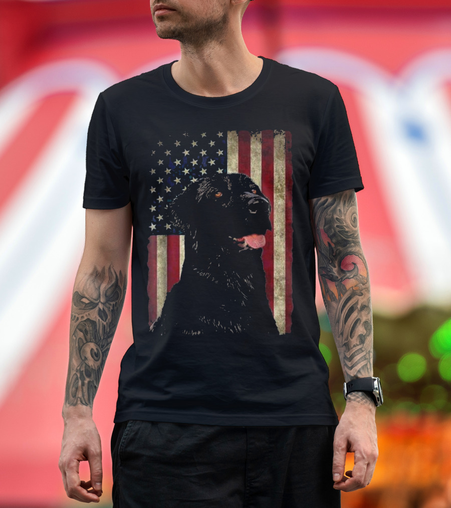 Black Labrador USA Flag Lab Patriot T-Shirt