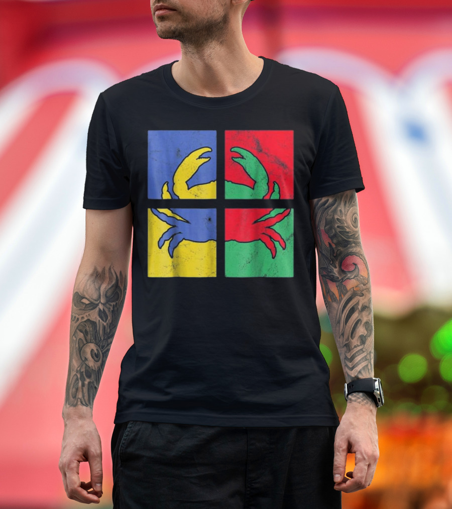 Crab Pop Art Carbs Love Owne Colorful Quadrant T-Shirt