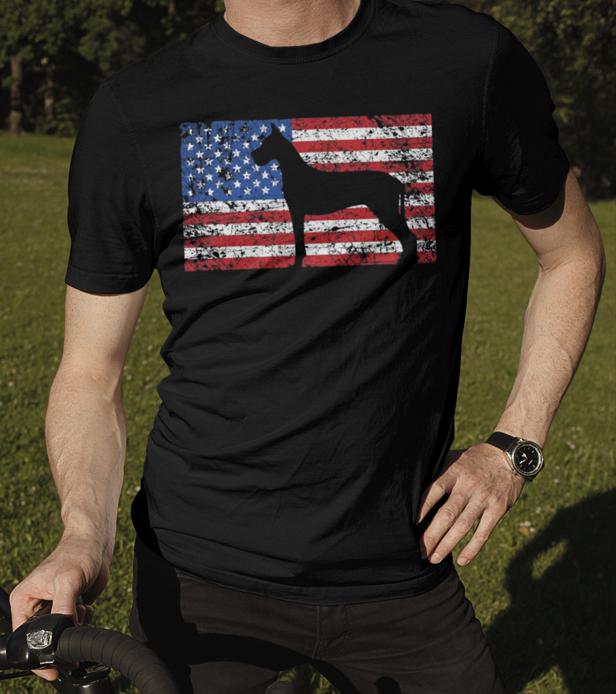 American Flag Great Dane Dog 4th Of July Patriotic T-Shirt