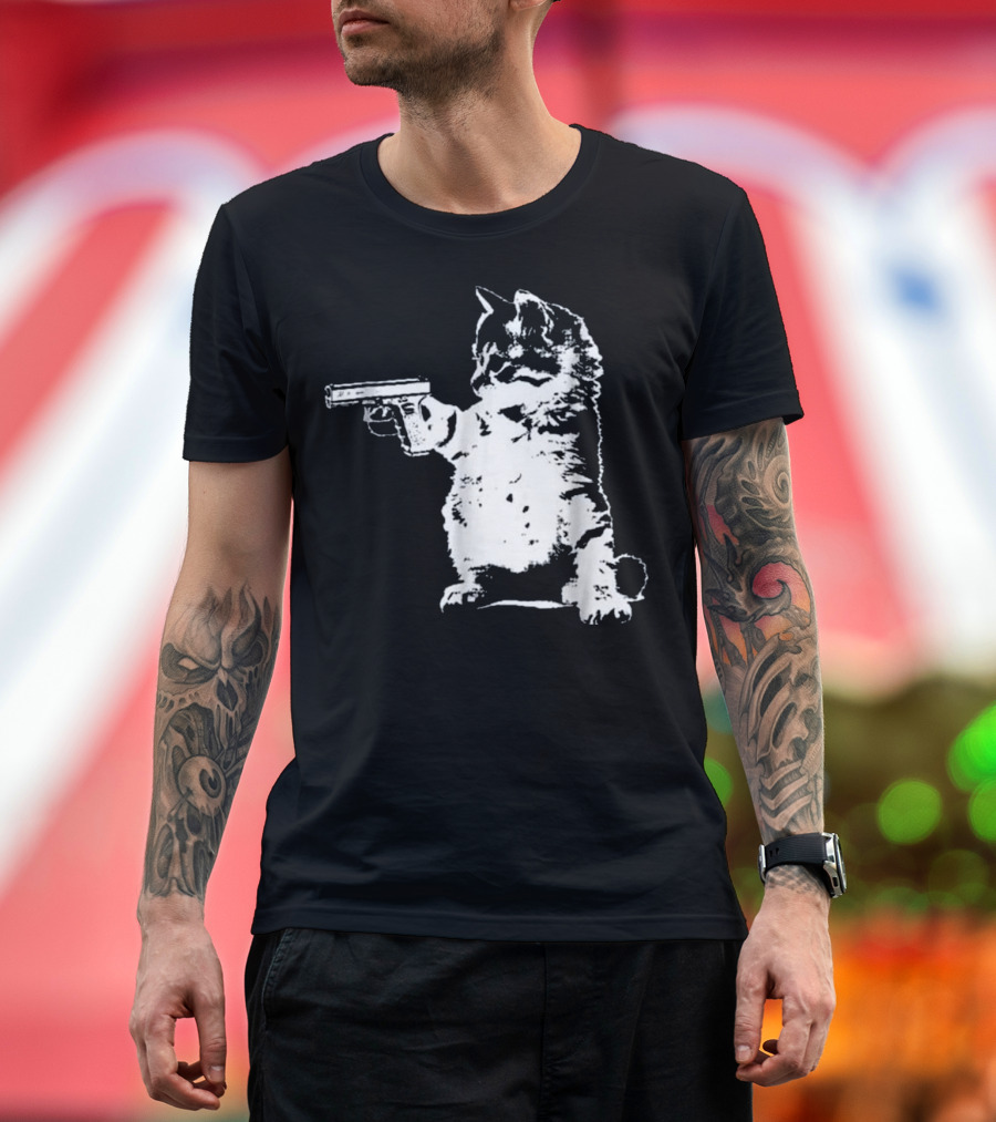 Gun Kitty Funny Cat with Gun T-Shirt