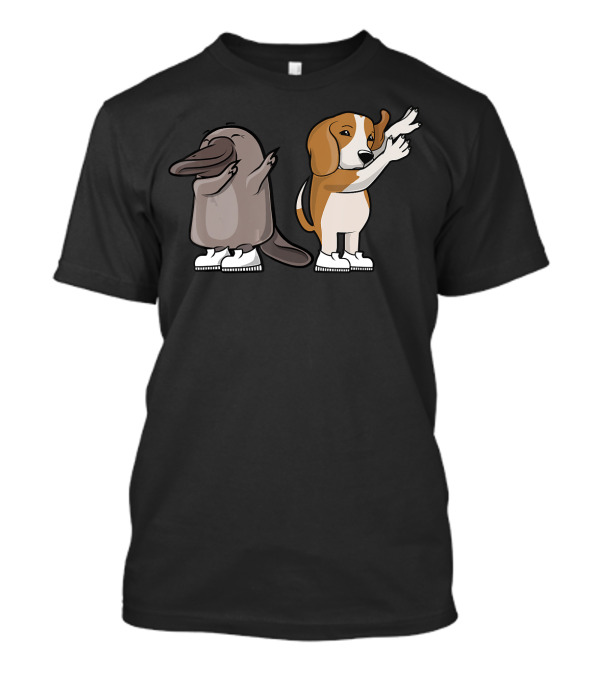 Platypus And Beagle Dabbing Dab A Dance Moves In Sneakers T-Shirt