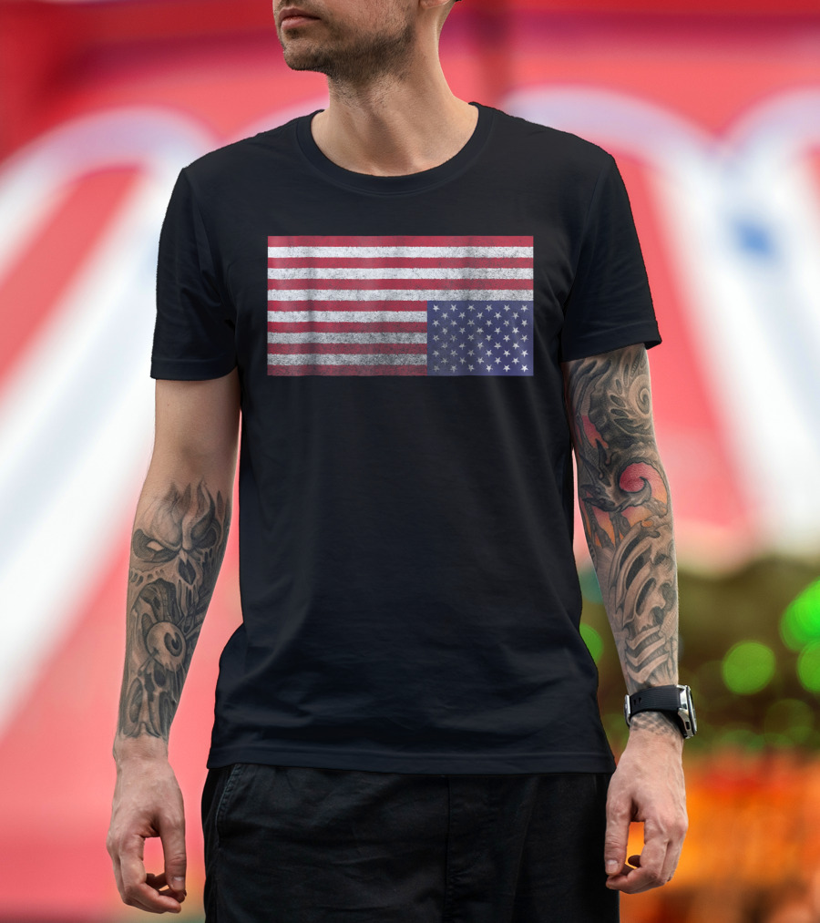 American Flag Upside Down T-Shirt