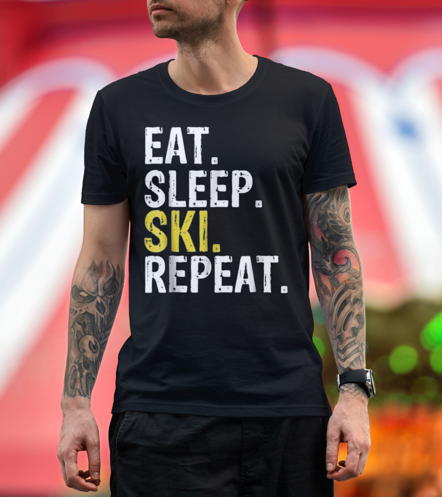 Eat Sleep Ski Repeat Skiing Gift T-Shirt