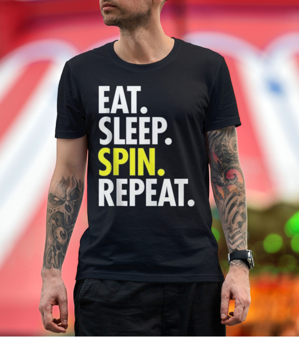 Premium T-Shirt: EAT SLEEP SPIN REPEAT Spinning Women Bike Cycle T-Shirt EAT SLEEP SPIN REPEAT Spinning Women Bike Cycle T-Shirt