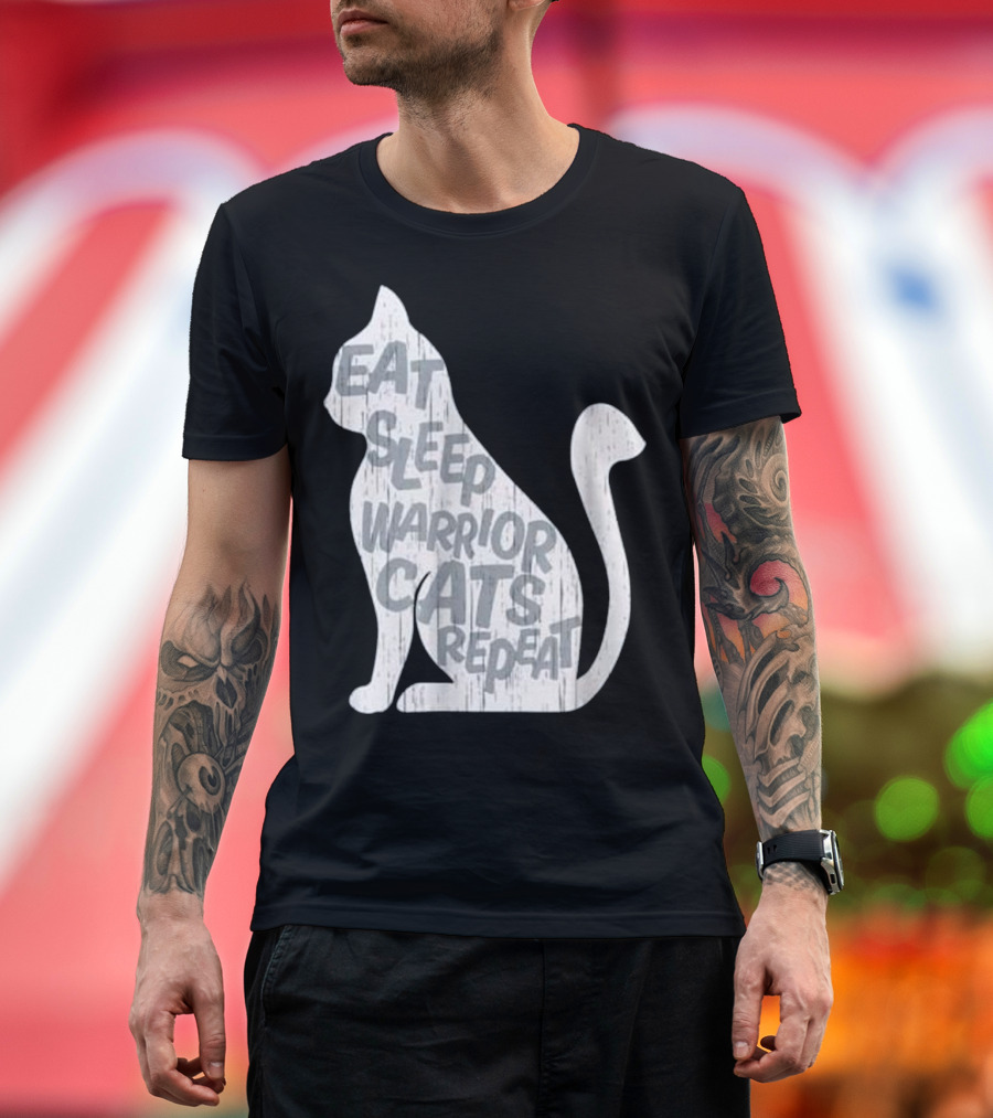 Eat Sleep Warrior Cats Repeat Funny Cat T-Shirt
