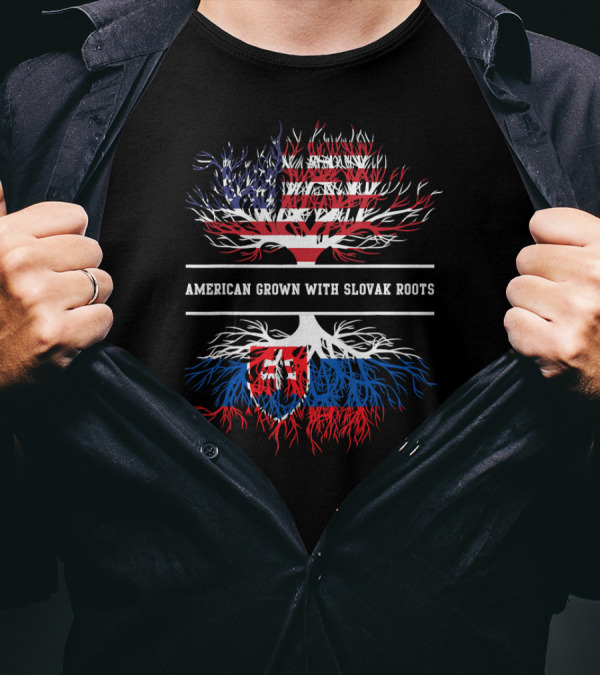 American Grown With Slovak Roots Flag Tree T-Shirt