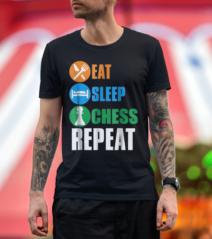 Eat Sleep Chess Repeat Fork Bed Pawn Cycle T-Shirt
