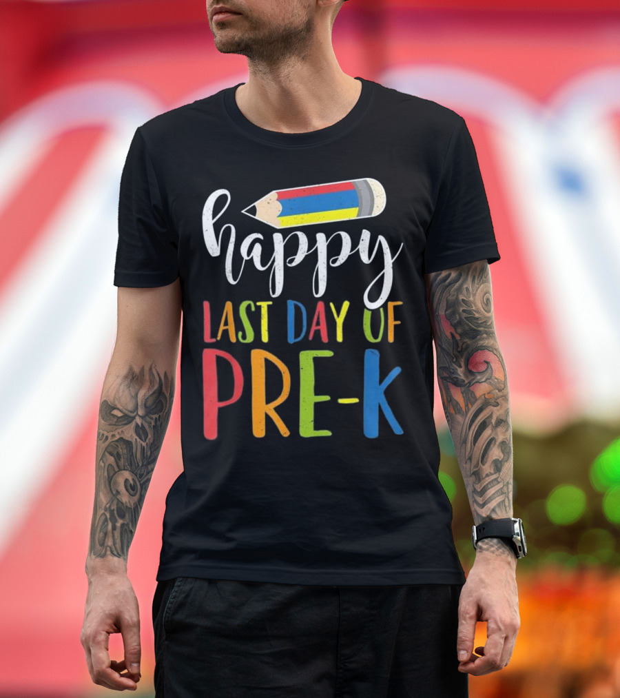 Happy Last Day of Pre-K Crayon Teacher T-Shirt
